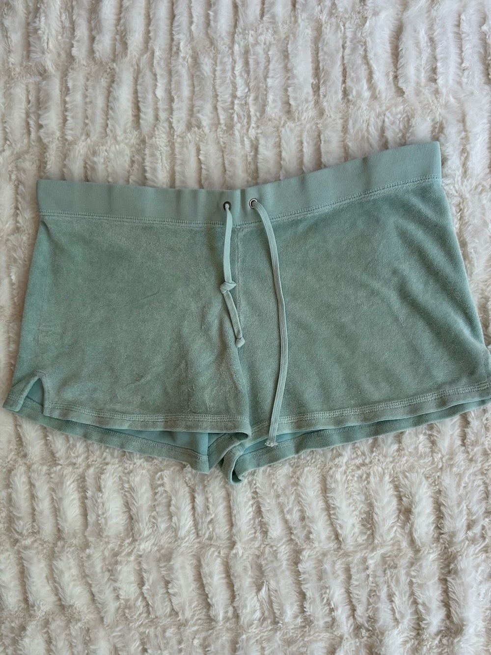 Y2K Vintage Juicy Couture Terry Shorts Made in USA Glacial Blue
